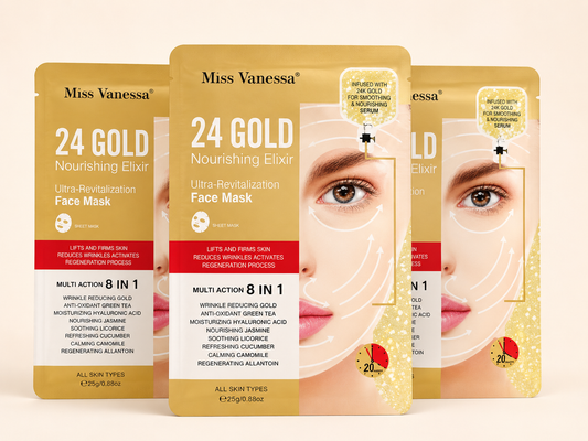 MISS VANESSA 24 GOLD – prabangi veido kaukė su aukso eliksyru ✨