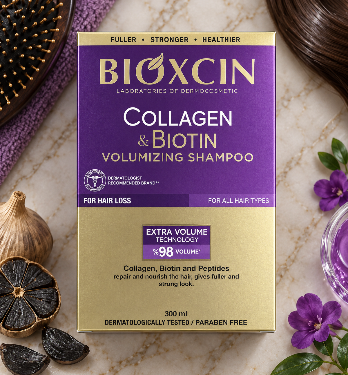 💜 BIOXCIN COLLAGEN &amp; BIOTIN VOLUMIZING SHAMPOO – 300 ml
