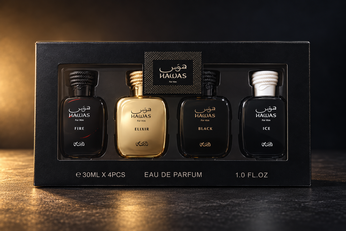 Hawas For Him“ Eau de Parfum – kvepalų rinkinys, 4 × 30 ml