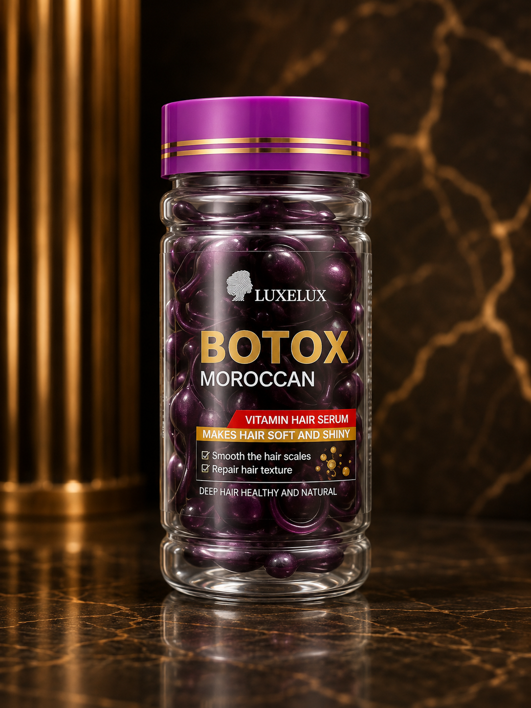 LUXELUX BOTOX Moroccan Vitamin Hair Serum – kapsulės plaukams