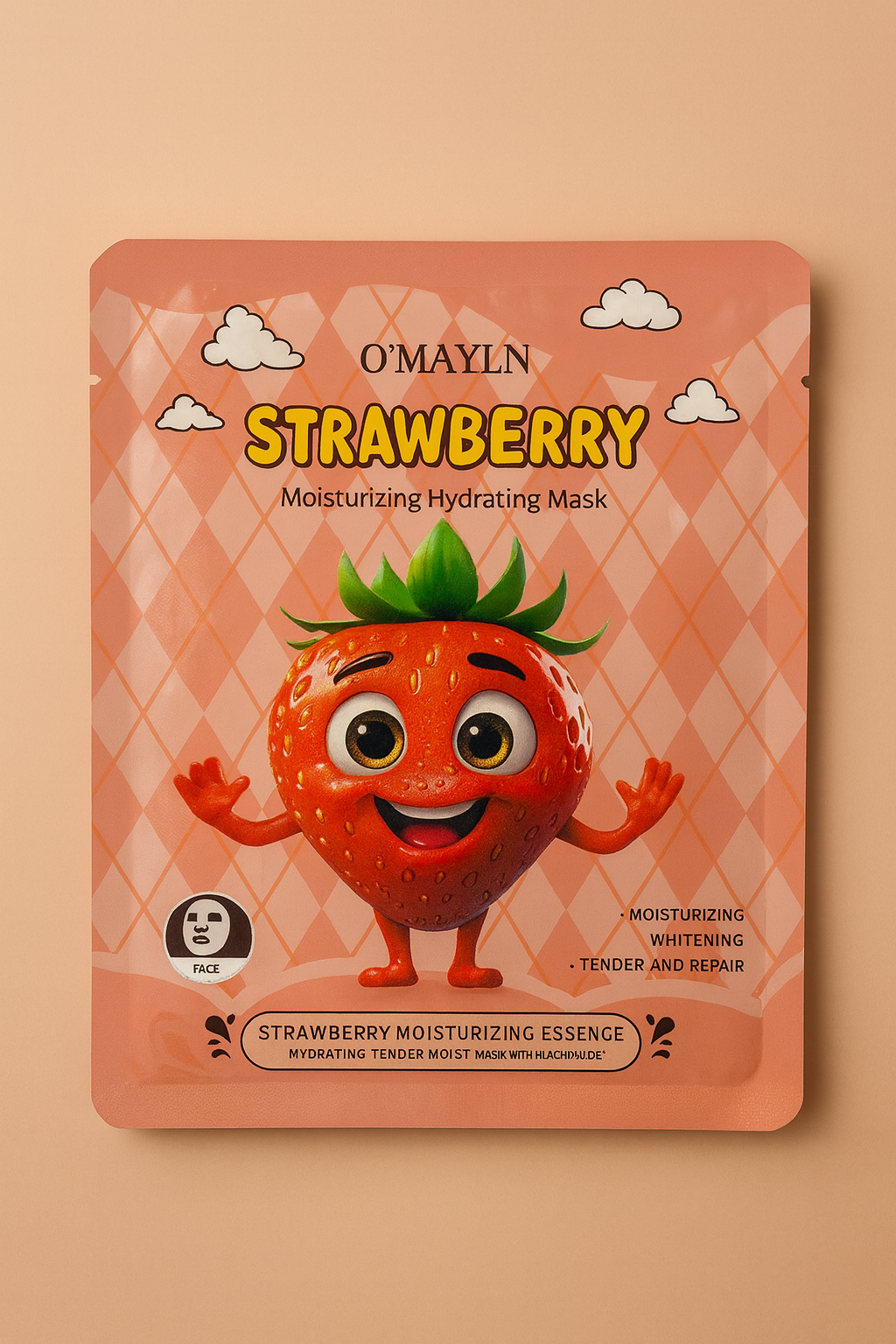 O’MAYLN Strawberry – giliai drėkinanti veido kaukė 1vnt
