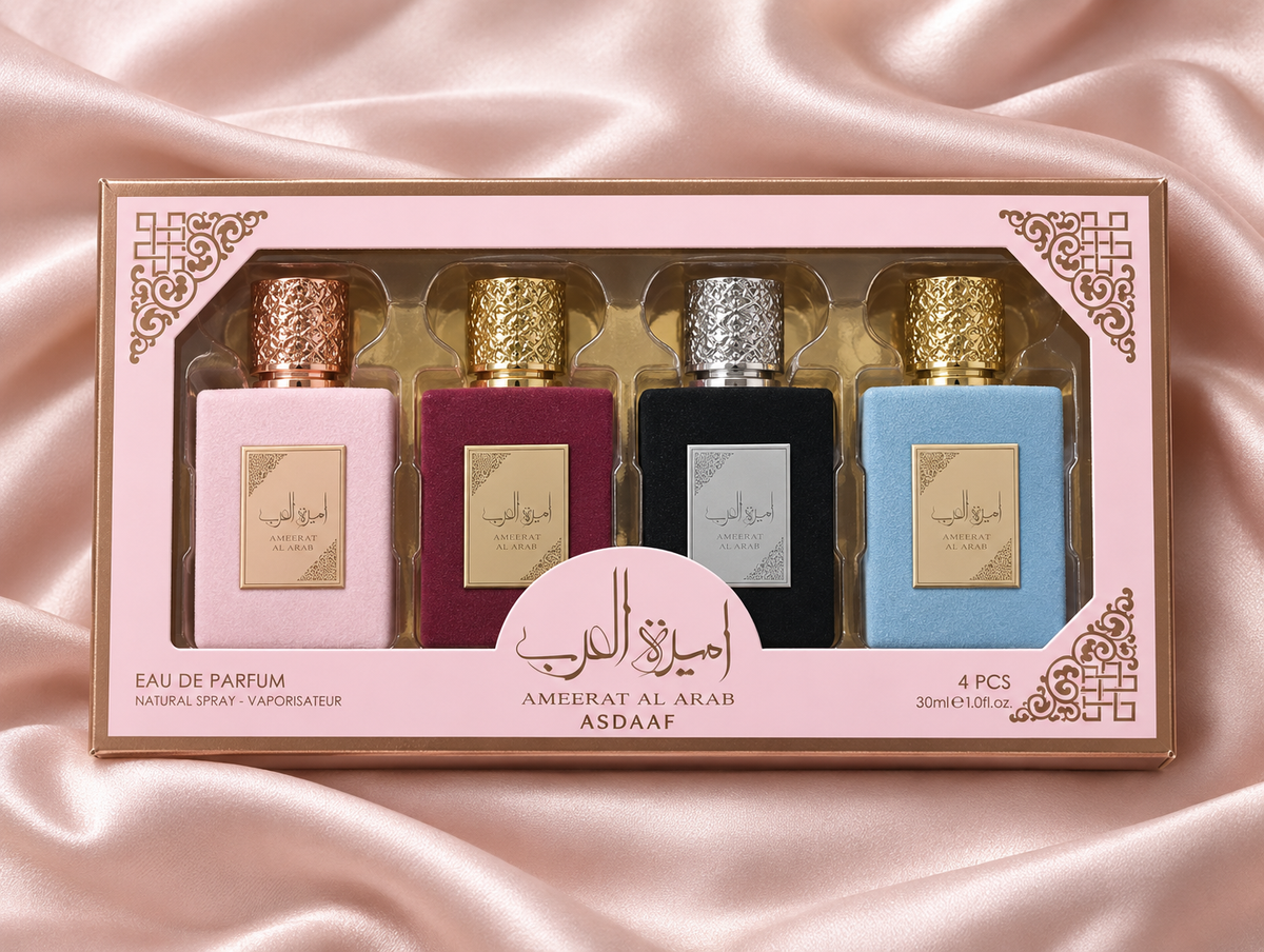 🌸 Asdaaf „Ameerat Al Arab“ Eau de Parfum – kvepalų rinkinys, 4 × 30 ml