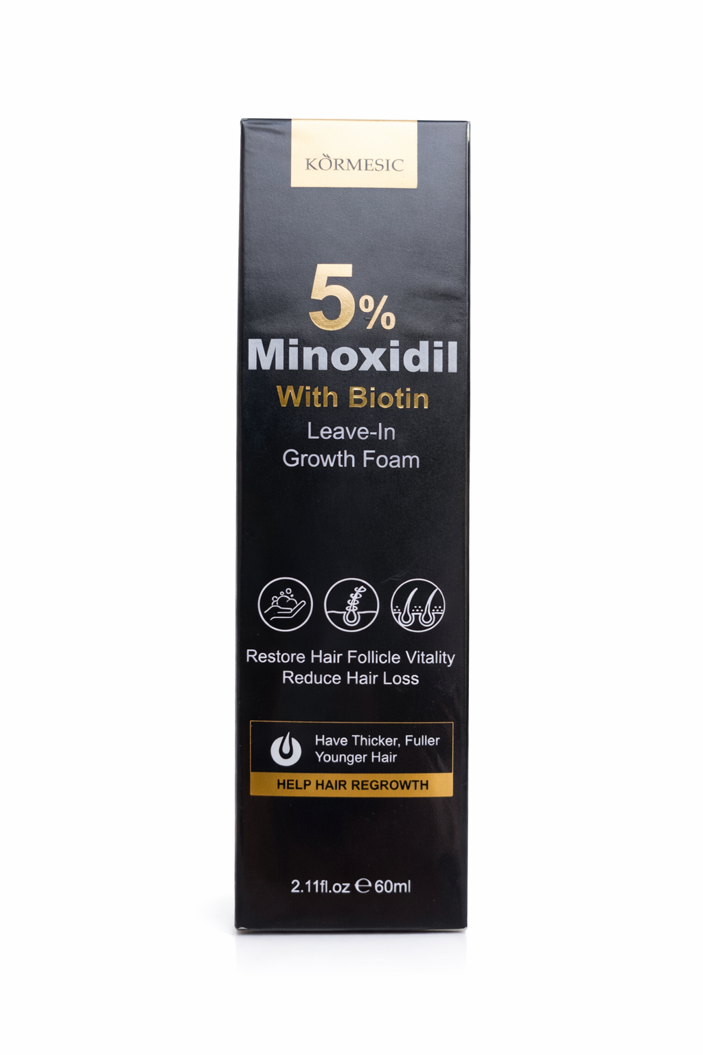 Kormesic 5% Minoxidil with Biotin Leave-In Growth Foam – 60 ml